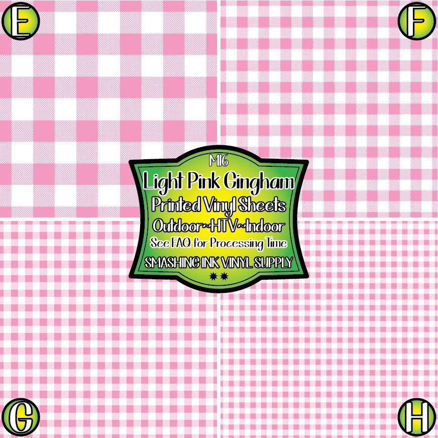 Light Pink Gingham ★ Printed Vinyl Sheets | Faux Leather | Laser Safe