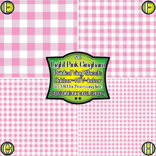 Light Pink Gingham ★ Pattern Vinyl | Faux Leather | Sublimation (TAT 3 BUS DAYS)