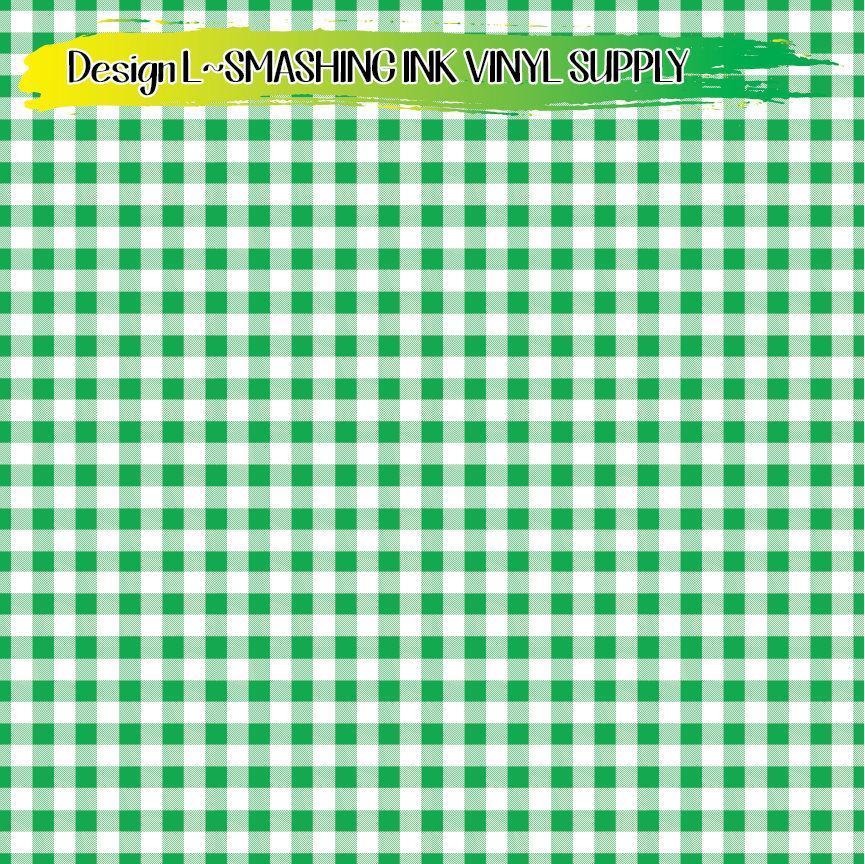 Green Gingham ★ Printed Vinyl Sheets | Faux Leather | Laser Safe