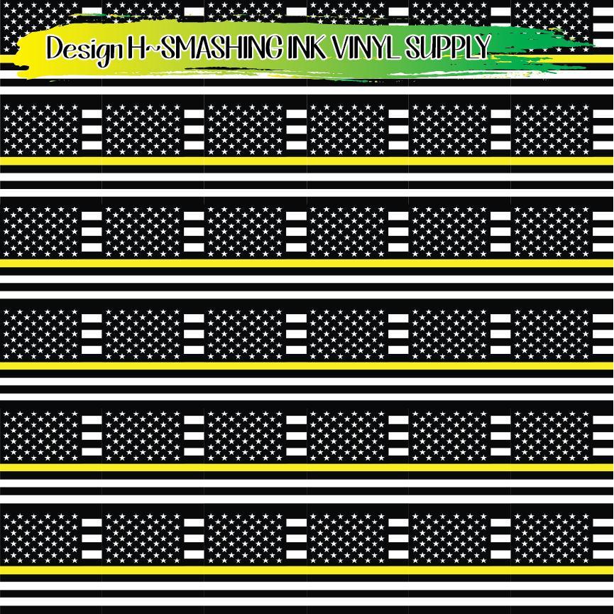 Yellow Line Flag ★ Printed Vinyl Sheets | Faux Leather | Laser Safe