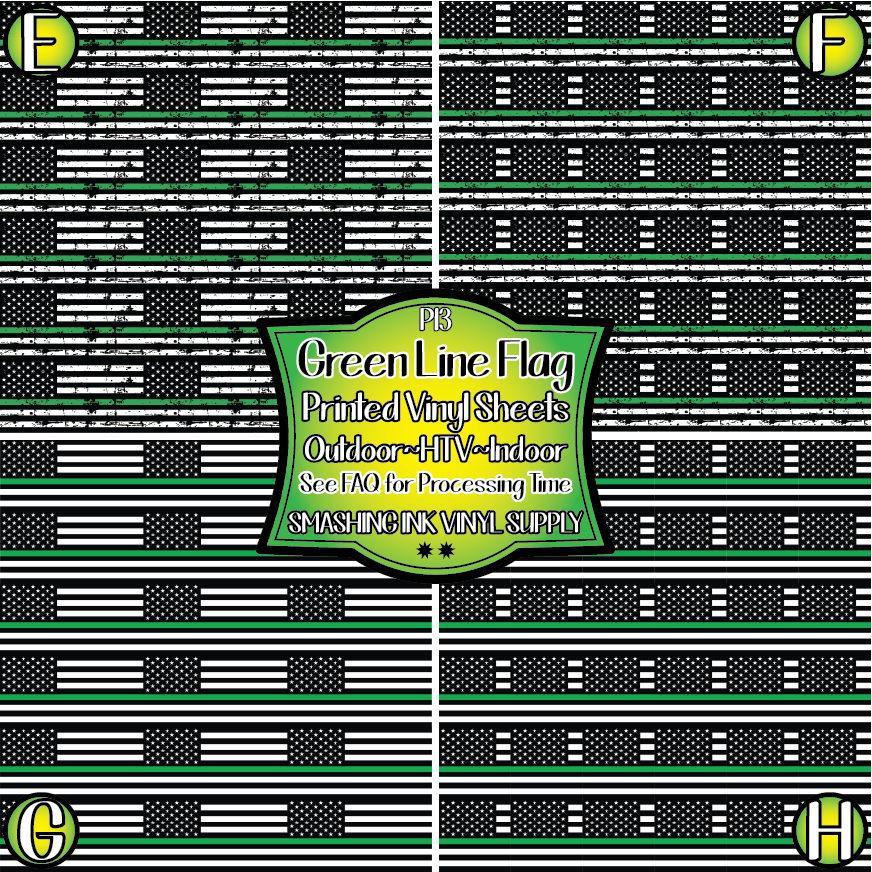 Green Line Flag ★ Pattern Vinyl | Faux Leather | Sublimation (TAT 3 BUS DAYS)