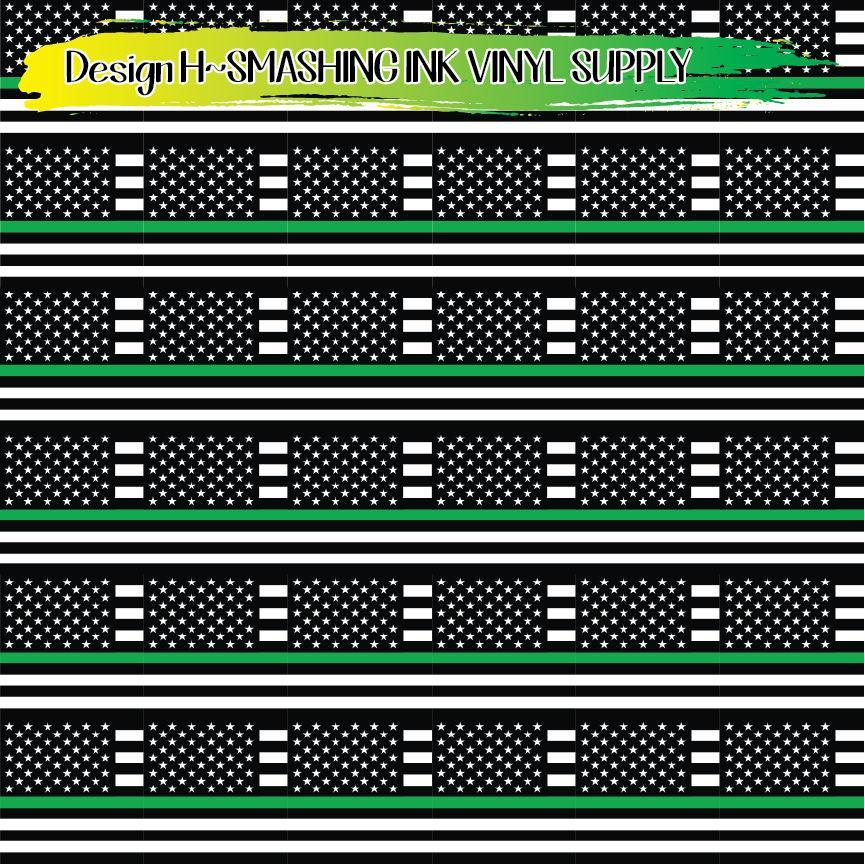 Green Line Flag ★ Printed Vinyl Sheets | Faux Leather | Laser Safe