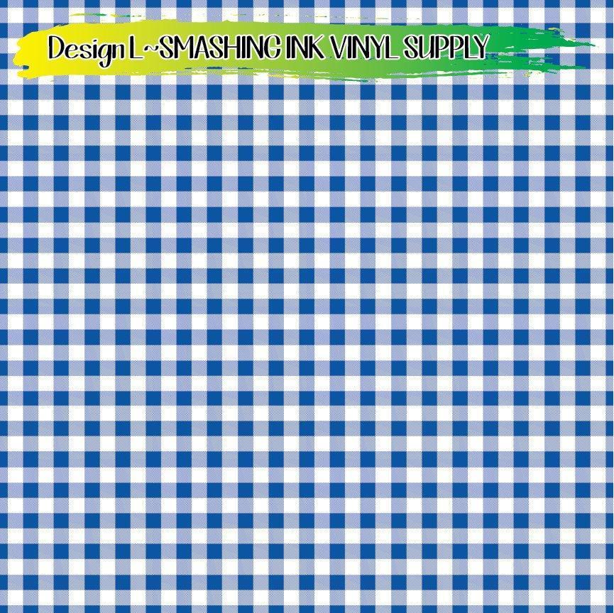 Blue Gingham ★ Printed Vinyl Sheets | Faux Leather | Laser Safe