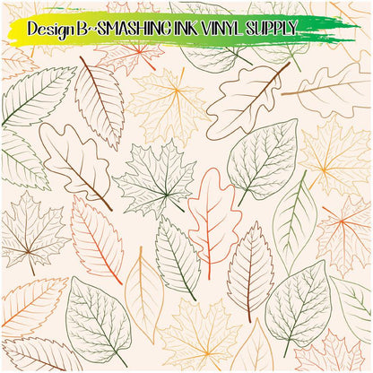 Leaf Pattern Fall ★ Pattern Vinyl | Faux Leather | Sublimation (TAT 3 BUS DAYS)
