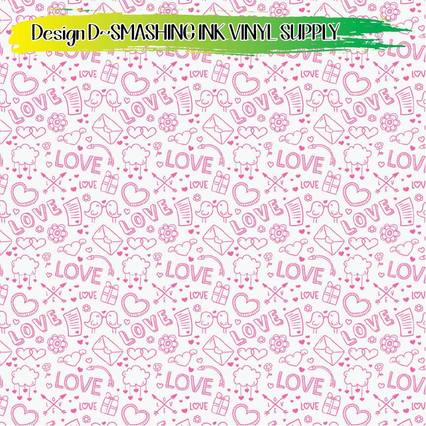 Love Doodle Pattern ★ Printed Vinyl Sheets | Faux Leather | Laser Safe