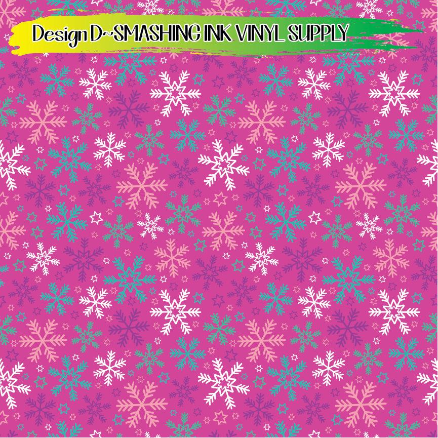 Pink Snowflake ★ Printed Vinyl Sheets | Faux Leather | Laser Safe