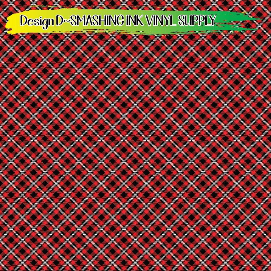 Red Black White Plaid ★ Printed Vinyl Sheets | Faux Leather | Laser Safe