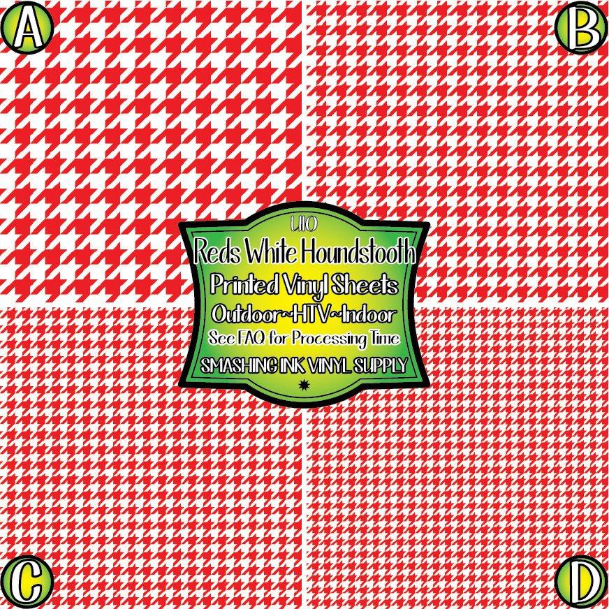 Red White Houndstooth ★ Printed Sheets | Faux Leather | Laser Safe