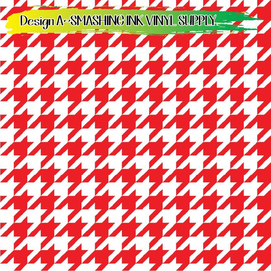 Red White Houndstooth ★ Printed Sheets | Faux Leather | Laser Safe