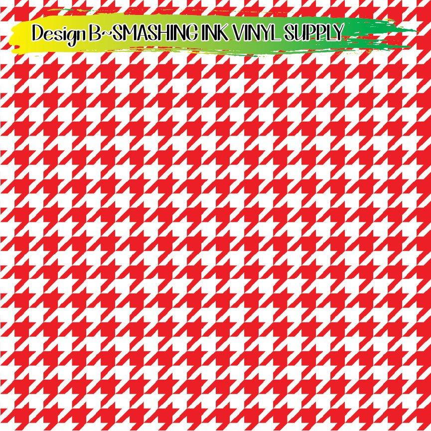 Red White Houndstooth ★ Printed Sheets | Faux Leather | Laser Safe