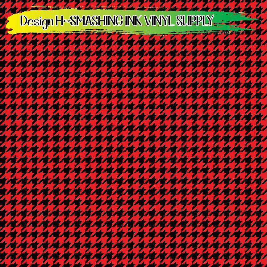 Red Black Houndstooth ★ Printed Vinyl Sheets | Faux Leather | Laser Safe