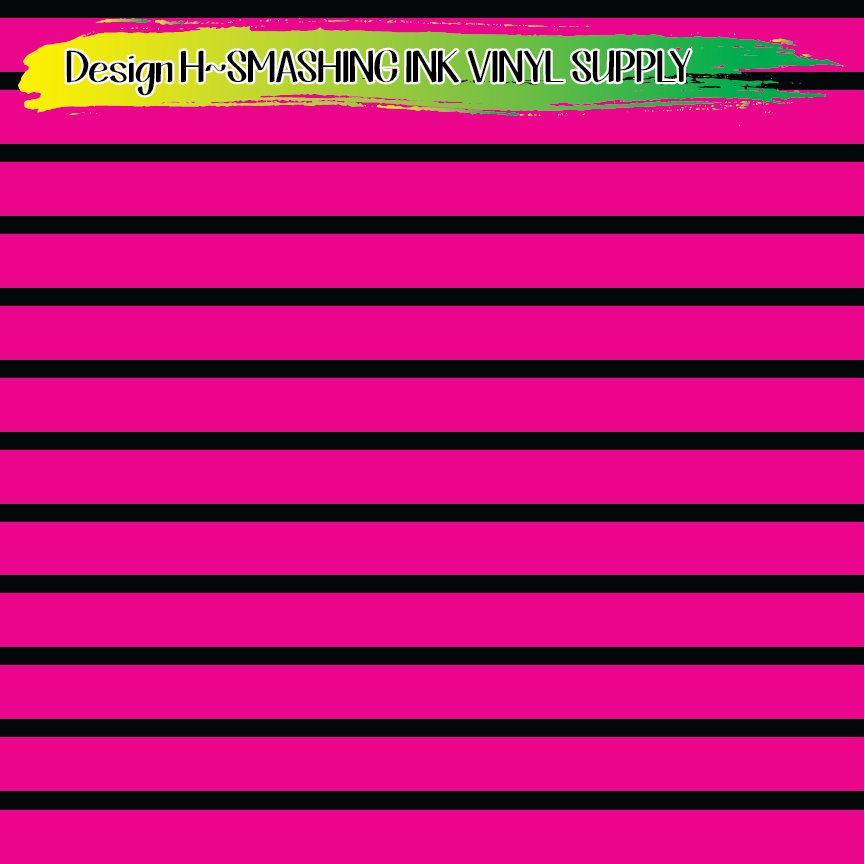 Pink Black Stripes ★ Printed Vinyl Sheets | Faux Leather | Laser Safe