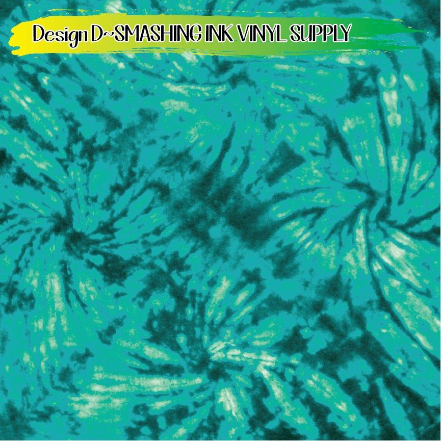 Teal Tie Dye ★ Printed Vinyl Sheets | Faux Leather | Laser Safe