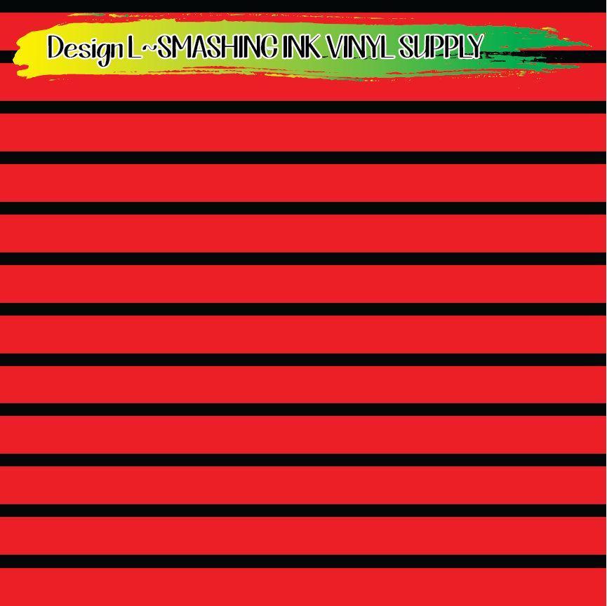 Red Black Stripes ★ Printed Vinyl Sheets | Faux Leather | Laser Safe