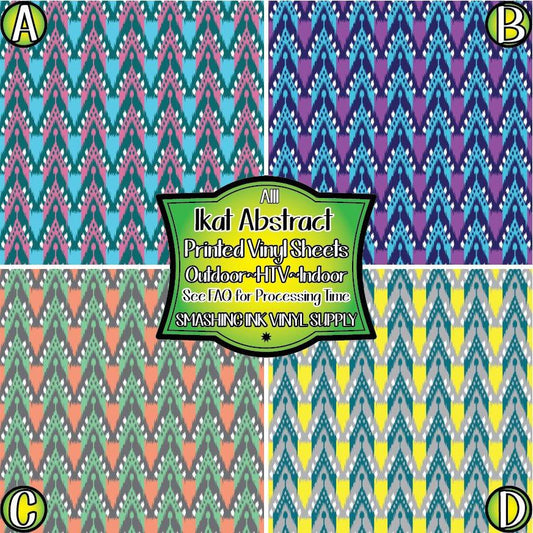 Ikat Abstract ★ Printed Sheets | Faux Leather | Laser Safe