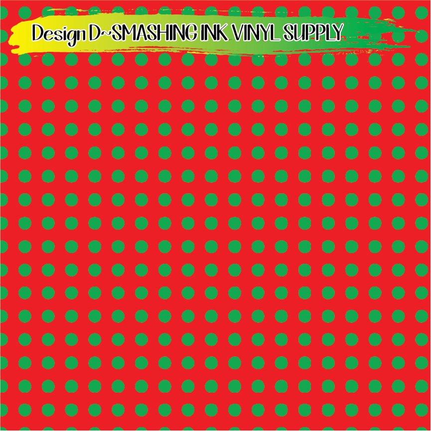 Red Green Polka Dots ★ Printed Vinyl Sheets | Faux Leather | Laser Safe