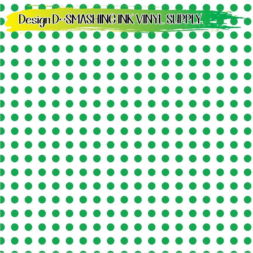 Green White Dots ★ Printed Vinyl Sheets | Faux Leather | Laser Safe