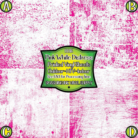 Pink White Distress ★ Printed Sheets | Faux Leather | Laser Safe