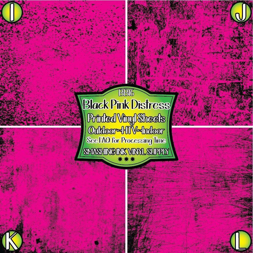 Pink Black Distress ★ Printed Vinyl Sheets | Faux Leather | Laser Safe