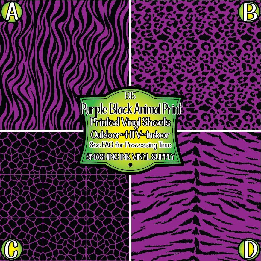 Purple Black Animal Print ★ Printed Vinyl Sheets | Faux Leather | Laser Safe