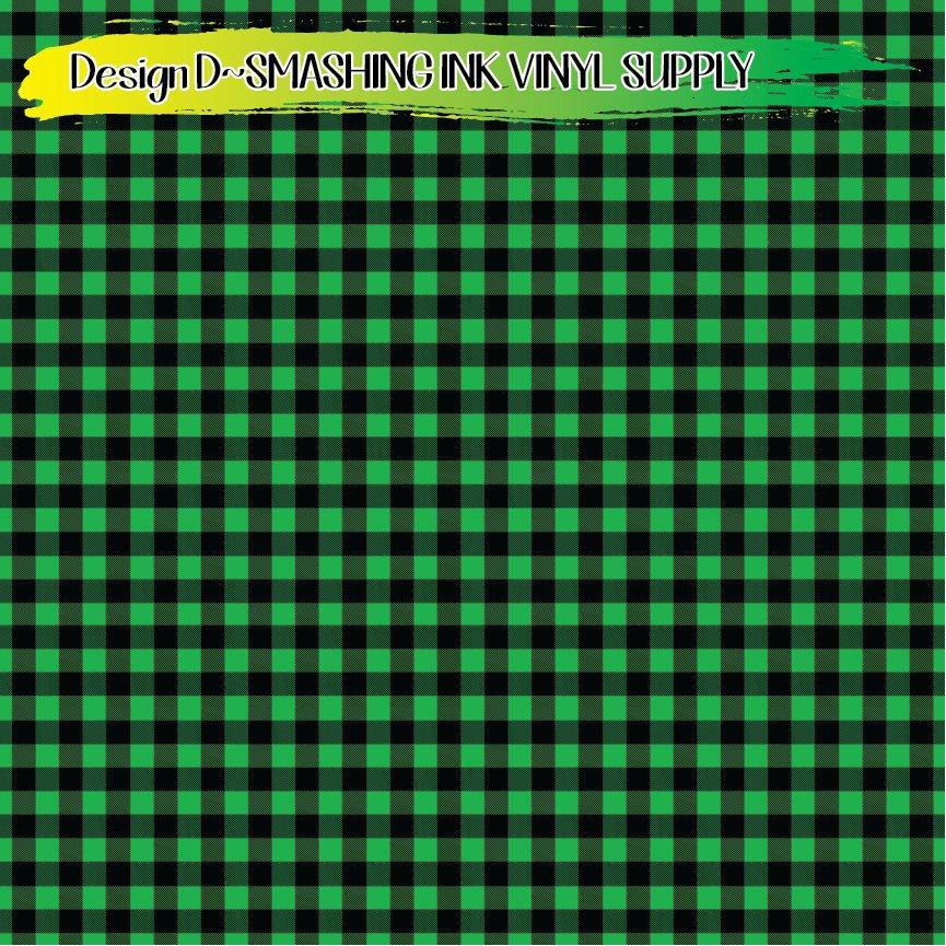 Green Buffalo Plaid ★ Printed Vinyl Sheets | Faux Leather | Laser Safe