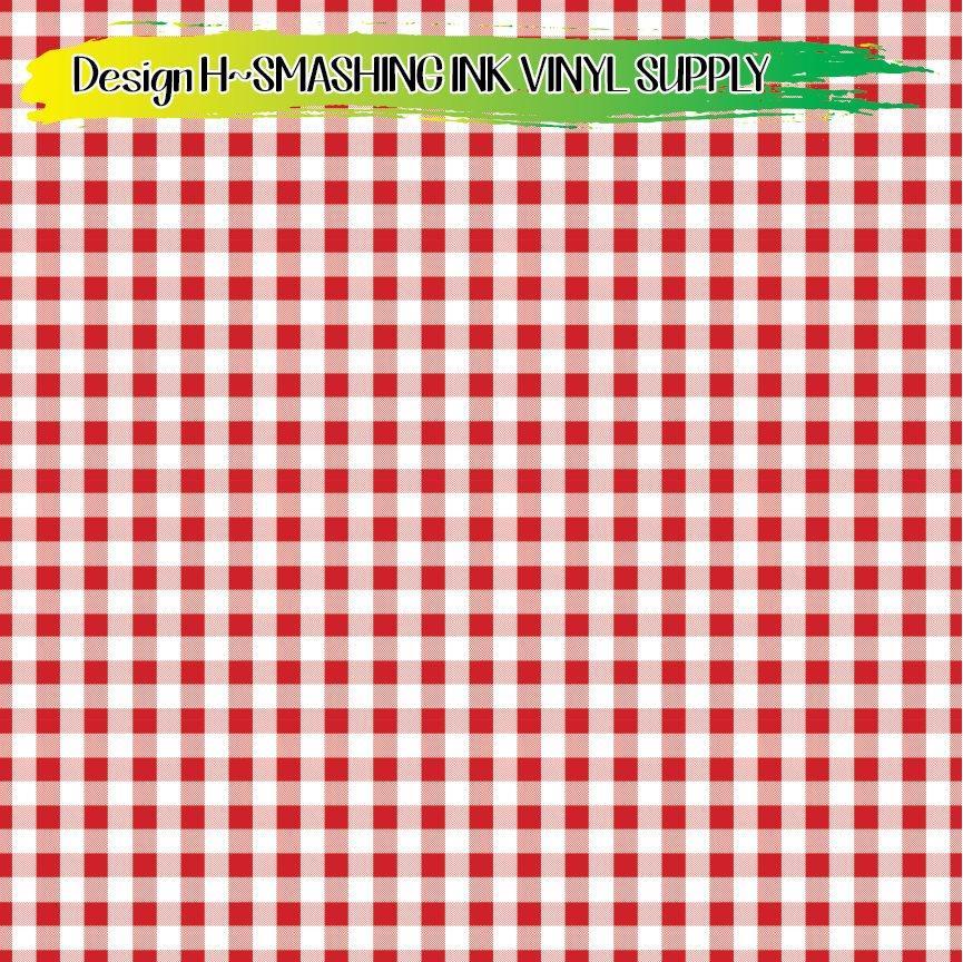 Red Gingham Fabric ★ Printed Vinyl Sheets | Faux Leather | Laser Safe