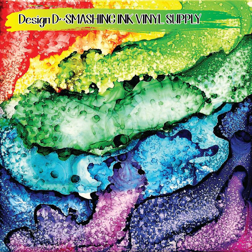 Rainbow Alcohol Ink ★ Printed Vinyl Sheets | Faux Leather | Laser Safe