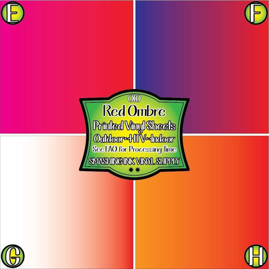 Red Ombre ★ Printed Vinyl Sheets | Faux Leather | Laser Safe
