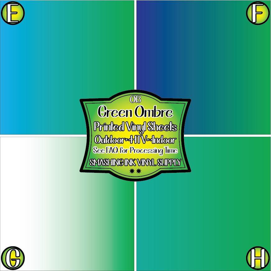 Green Ombre ★ Printed Vinyl Sheets | Faux Leather | Laser Safe