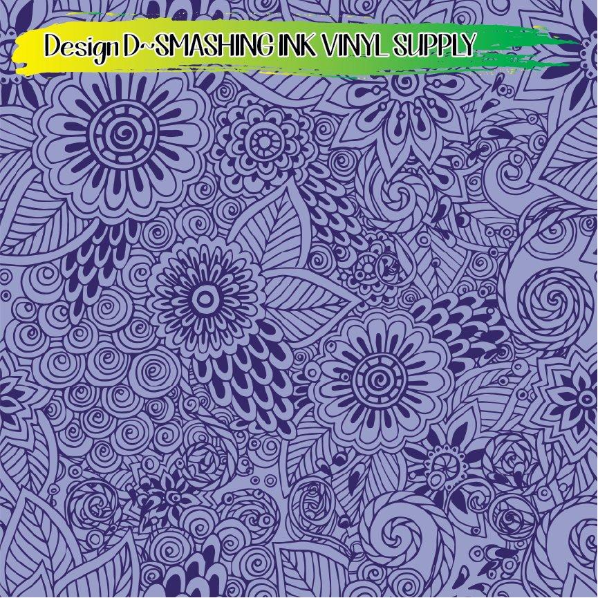 Floral Drawing Pattern ★ Printed Vinyl Sheets | Faux Leather | Laser Safe