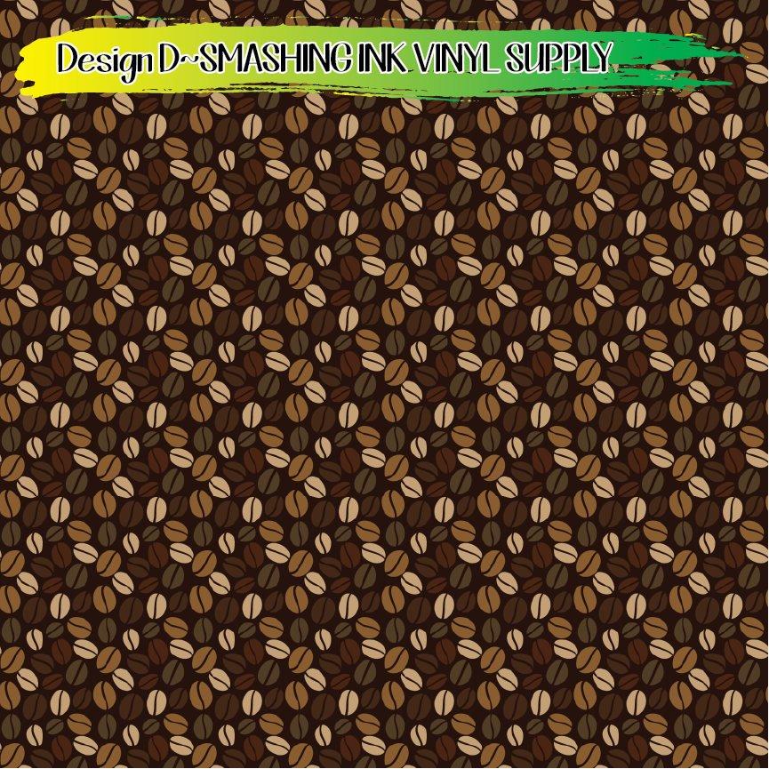 Coffee Pattern ★ Printed Vinyl Sheets | Faux Leather | Laser Safe