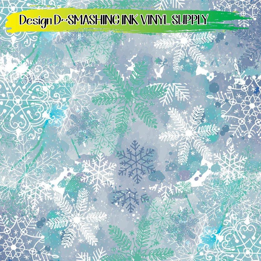 Watercolor Snowflake ★ Printed Vinyl Sheets | Faux Leather | Laser Safe