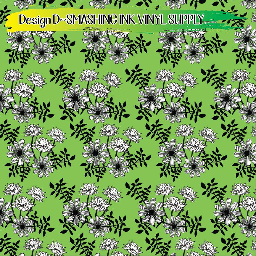 White Floral ★ Printed Vinyl Sheets | Faux Leather | Laser Safe