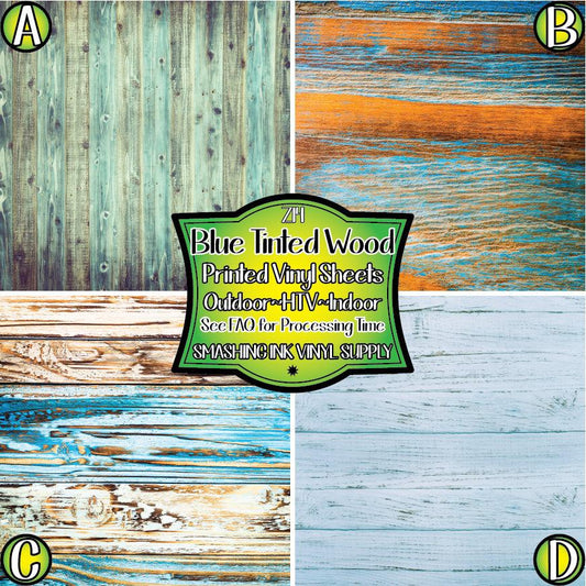 Blue Tinted Wood ★ Pattern Vinyl | Faux Leather | Sublimation (TAT 3 BUS DAYS)