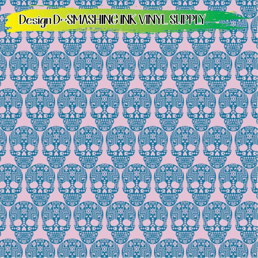 Aztec Sugar Skull ★ Printed Vinyl Sheets | Faux Leather | Laser Safe