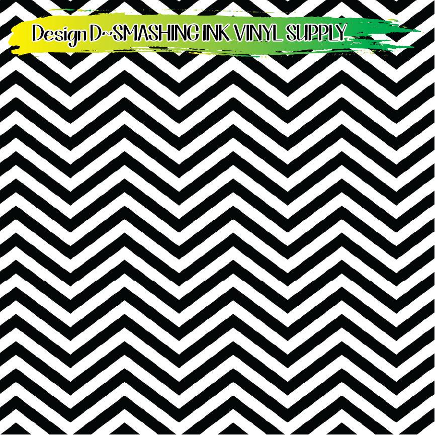 Black White Chevron ★ Printed Vinyl Sheets | Faux Leather | Laser Safe
