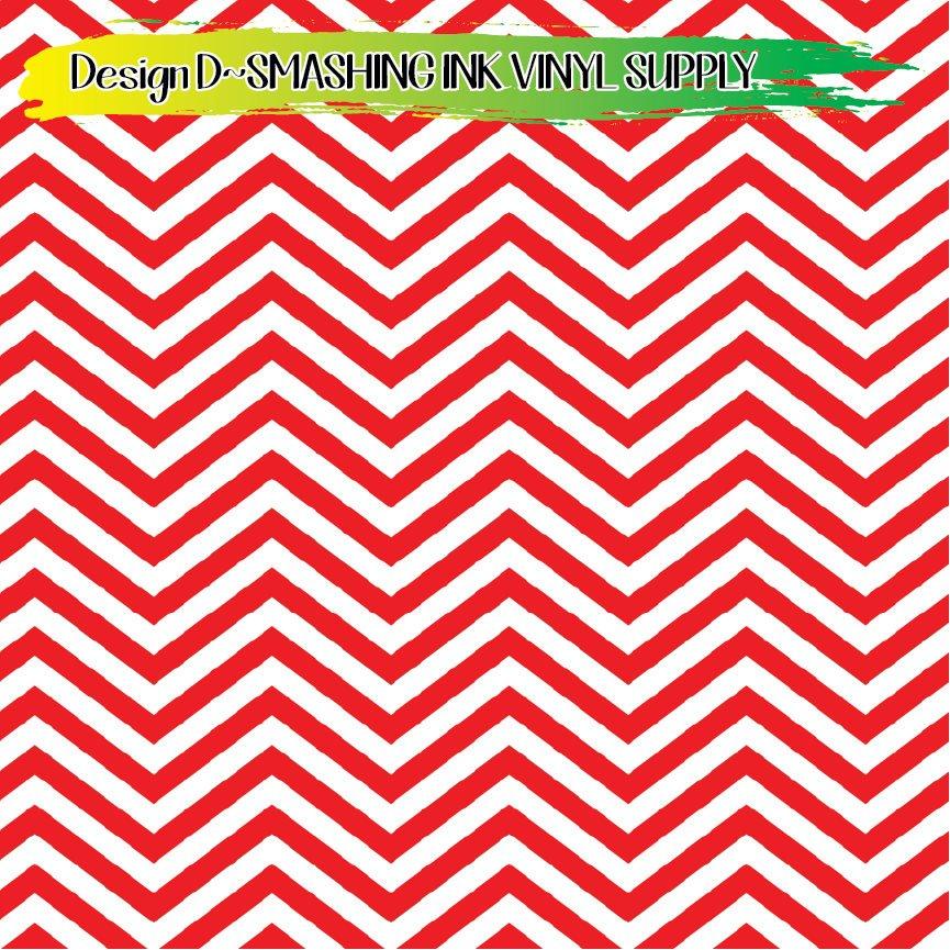 Red White Chevron ★ Printed Vinyl Sheets | Faux Leather | Laser Safe