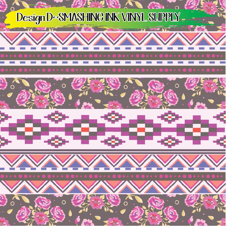 Floral Aztec Print ★ Printed Vinyl Sheets | Faux Leather | Laser Safe