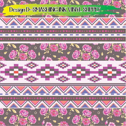 Floral Aztec  Print ★ Pattern Vinyl | Faux Leather | Sublimation (TAT 3 BUS DAYS)