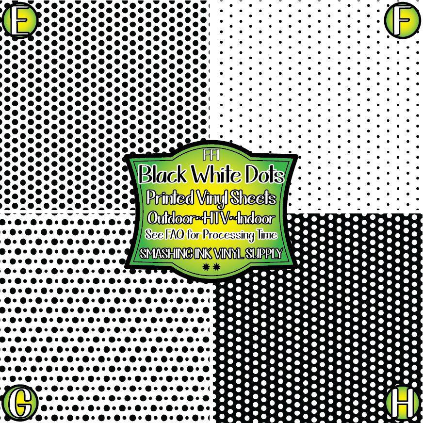 Black White Polka Dot ★ Printed Vinyl Sheets | Faux Leather | Laser Safe
