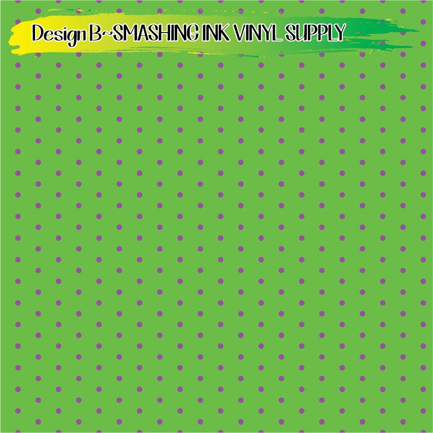 Purple Green Polka Dots ★ Pattern Vinyl | Faux Leather | Sublimation (TAT 3 BUS DAYS)