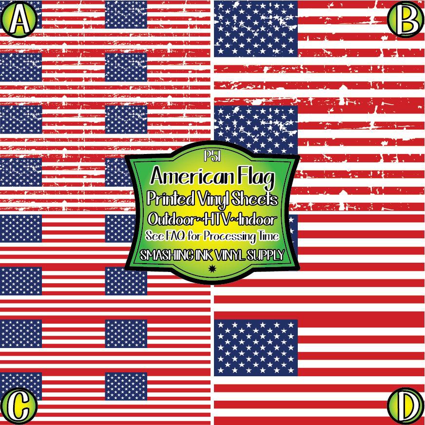 American Flag ★ Printed Vinyl Sheets | Faux Leather | Laser Safe