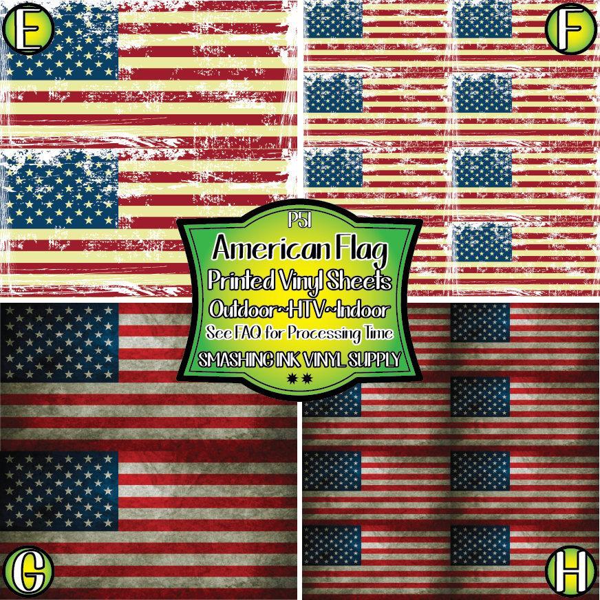 Grunge American Flag ★ Printed Vinyl Sheets | Faux Leather | Laser Safe