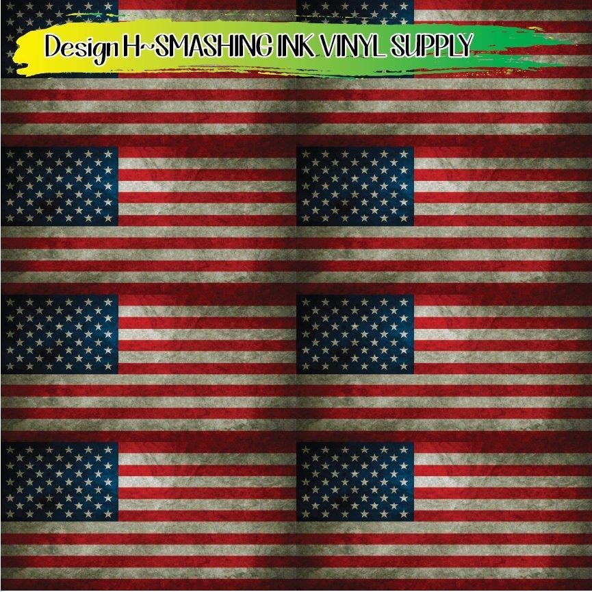 Grunge American Flag ★ Printed Vinyl Sheets | Faux Leather | Laser Safe