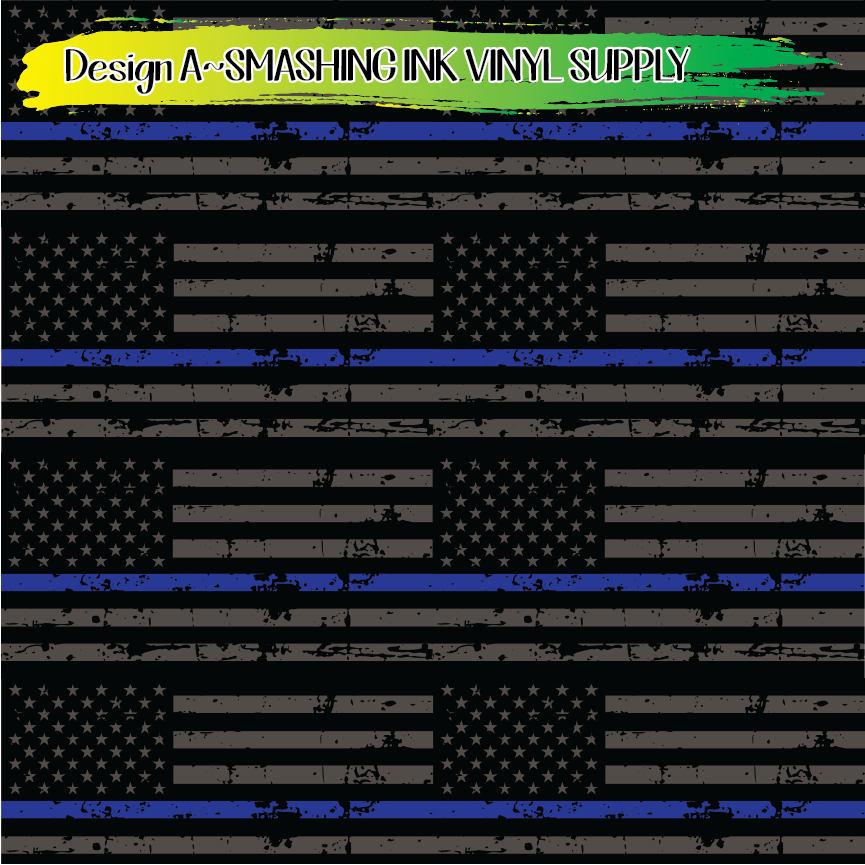Police Blue Flag ★ Pattern Vinyl | Faux Leather | Sublimation (TAT 3 BUS DAYS)