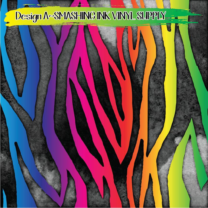 Rainbow Zebra Print ★ Printed Sheets | Faux Leather | Laser Safe