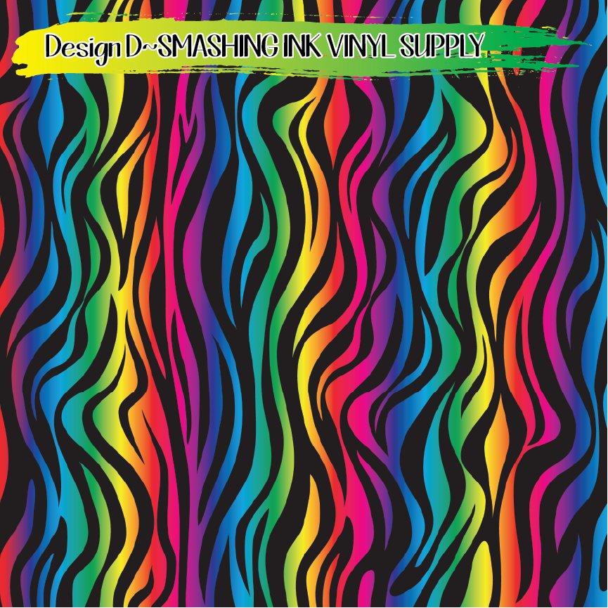 Rainbow Zebra Print ★ Printed Sheets | Faux Leather | Laser Safe