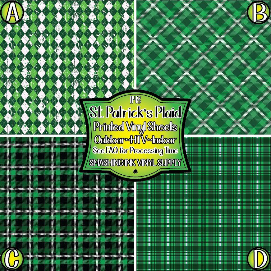St. Patricks Day Plaid ★ Pattern Vinyl | Faux Leather | Sublimation (TAT 3 BUS DAYS)