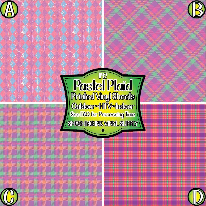 Pastel Plaid ★ Printed Vinyl Sheets | Faux Leather | Laser Safe