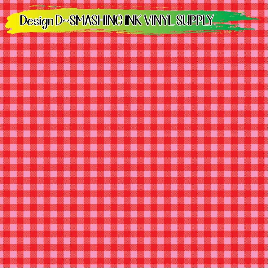 Pink Red Buffalo Plaid ★ Printed Vinyl Sheets | Faux Leather | Laser Safe